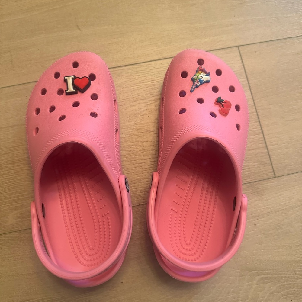 CROCS Pink Sandals with Fun Charms